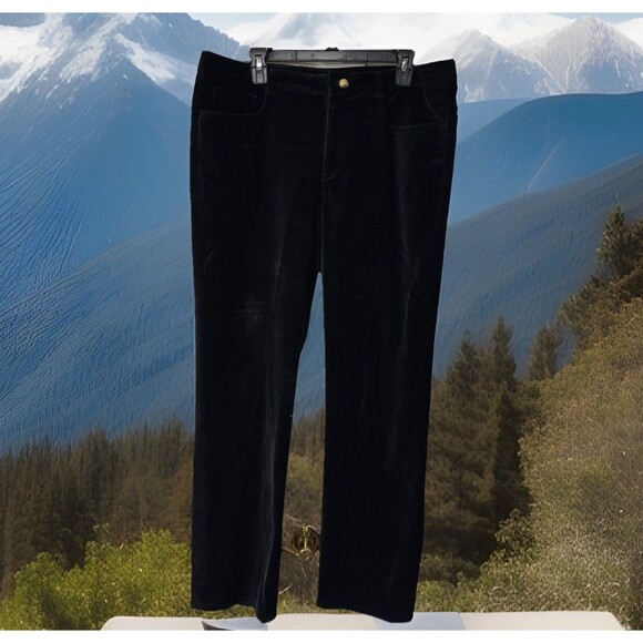 Lauren Ralph Lauren Pants - Y2k Lauren Ralph Lauren LRL Velvet Pants Black Blueish Soft‎ Velour Womens Sz12